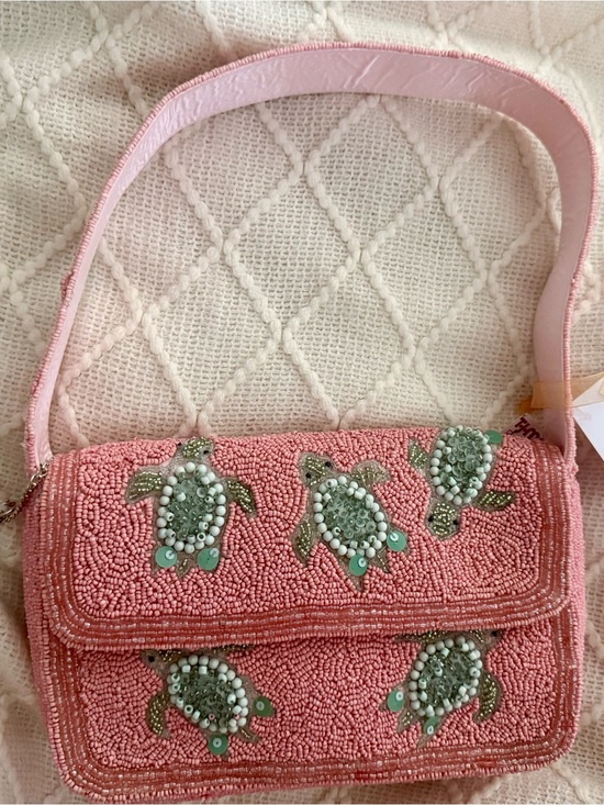 From India To You Handbags - Pink Turtle Beaded Bag NWT
